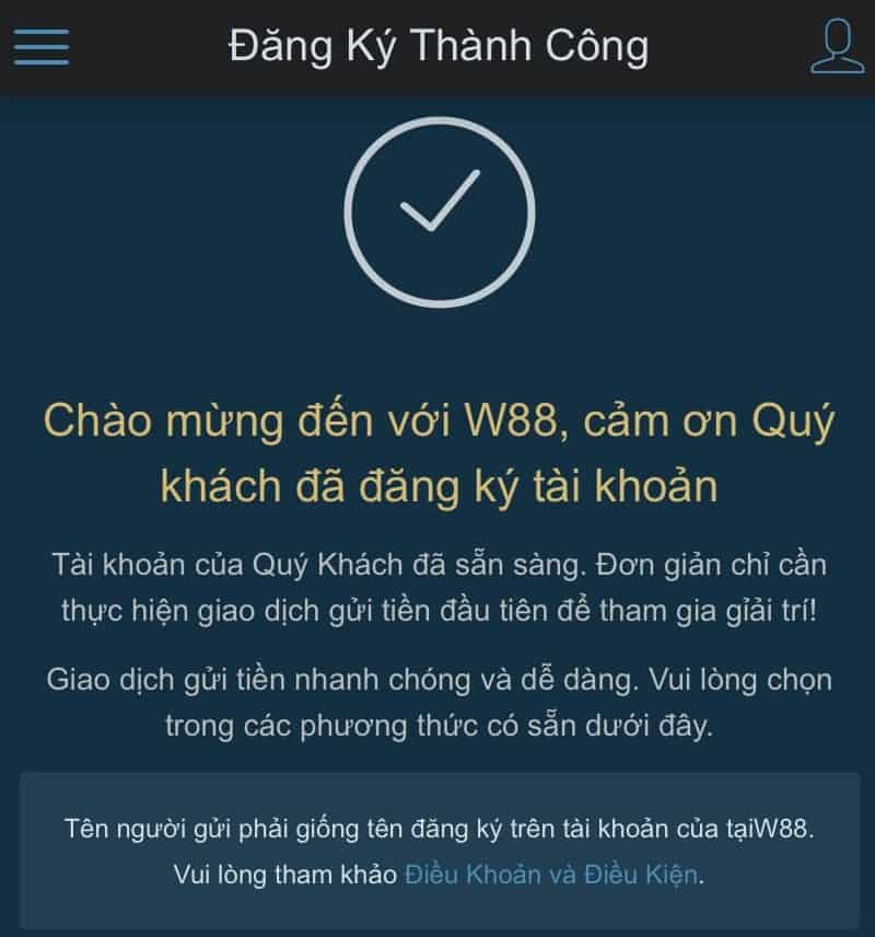 đăng ký tài khoản w88 mobile